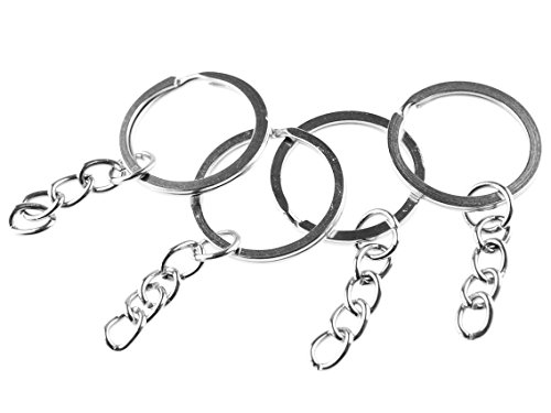 10 Schlüsselringe inklusive Kette in silberfarben platiniert von Vintageparts FACHHANDEL FÜR SCHMUCKZUBEHÖR