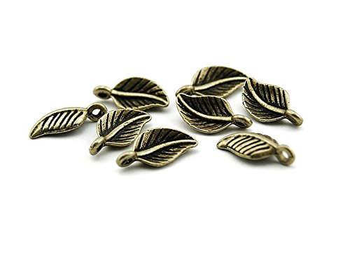 12 zarte kleine Blätter in antik Bronze von Vintageparts FACHHANDEL FÜR SCHMUCKZUBEHÖR