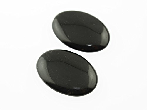 Vintageparts 2 Cabochons 25 * 18 mm Cateye Glas schwarz, DIY-Schmuck von Vintageparts FACHHANDEL FÜR SCHMUCKZUBEHÖR