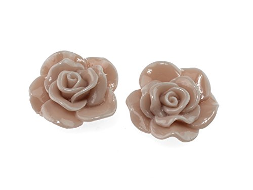2 große Cabochons als Rose in altrosa von Vintageparts FACHHANDEL FÜR SCHMUCKZUBEHÖR