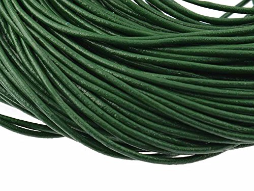 Vintageparts 2 m echtes Lederband in dunkelgrün, 2 mm breit, DIY-Schmuck von Vintageparts FACHHANDEL FÜR SCHMUCKZUBEHÖR