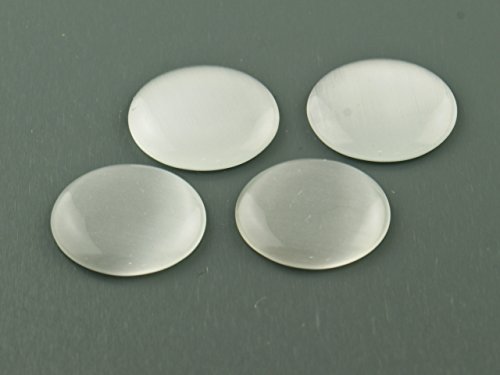 Vintageparts 4 Cabochons Cateye Glas in weiß, 20 mm, DIY-Schmuck von Vintageparts FACHHANDEL FÜR SCHMUCKZUBEHÖR