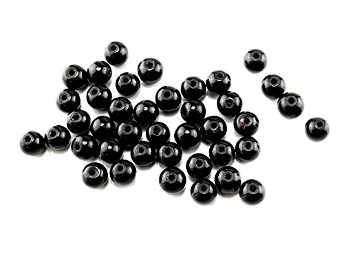 Vintageparts 40 Glasperlen in schwarz, 6mm, DIY-Schmuck von Vintageparts FACHHANDEL FÜR SCHMUCKZUBEHÖR