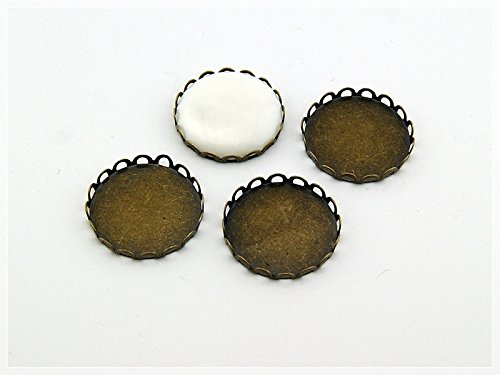 Vintageparts 6 Fassungen in antik Bronze für 20 mm Cabochons, DIY-Schmuck von Vintageparts FACHHANDEL FÜR SCHMUCKZUBEHÖR