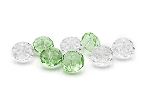 Vintageparts 8 Glasschliffperlen 12 mm verspiegelt klar und zartgrün, DIY-Schmuck von Vintageparts FACHHANDEL FÜR SCHMUCKZUBEHÖR