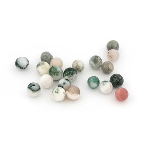 Vintageparts Baumachat Perlen 4 mm rund natur – 20 Stück Naturstein für DIY Schmuck von Vintageparts FACHHANDEL FÜR SCHMUCKZUBEHÖR
