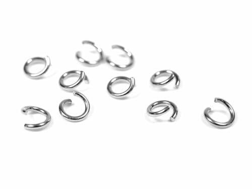 Vintageparts Biegeringe aus 304 Edelstahl in Platinfarben 6 mm 50 Stück zum Schmuck selber basteln von Vintageparts FACHHANDEL FÜR SCHMUCKZUBEHÖR