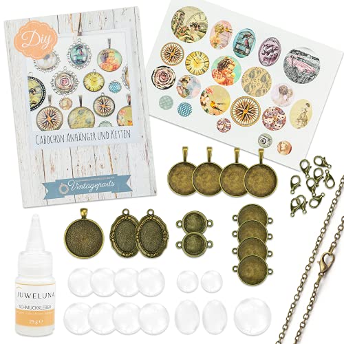 Vintageparts Cabochon-Set Vintage - Anfänger-Set Jutta mit über 50 Teilen - DIY Foto-Schmuck, Ohrstecker & Ringe selber basteln - Antik Bronzefarben von Vintageparts FACHHANDEL FÜR SCHMUCKZUBEHÖR