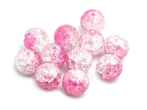 Crackle Glasperlen in pink und weiß 10 mm 10 Stück von Vintageparts DIY Schmuck von Vintageparts FACHHANDEL FÜR SCHMUCKZUBEHÖR