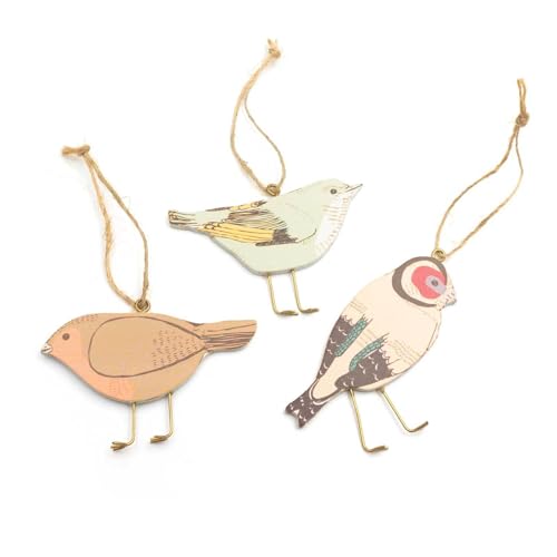 Vintageparts Deko-Anhänger Vögel - 3er Set aus Holz Ostern Frühling Hängedeko Fensterdeko von Vintageparts FACHHANDEL FÜR SCHMUCKZUBEHÖR