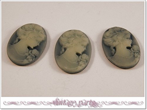 Vintageparts FACHHANDEL FÜR SCHMUCKZUBEHÖR 3 Cabochon/Kamee in graublau von Vintageparts FACHHANDEL FÜR SCHMUCKZUBEHÖR