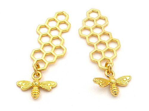 Vintageparts FACHHANDEL FÜR SCHMUCKZUBEHÖR Anhänger als Honigwabe mit Biene in Gold 2 Stück Vintageparts FACHHANDEL FÜR SCHMUCKZUBEHÖR Anhänger als Honigwabe mit Biene in Gold 2 Stück von Vintageparts FACHHANDEL FÜR SCHMUCKZUBEHÖR