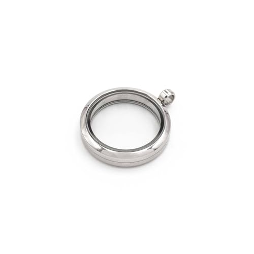 Vintageparts Glasmedaillon aus Edelstahl mit Schraubverschluss zum Befüllen in Platinfarben 30 mm 1 Stück zum Schmuck Selbermachen von Vintageparts FACHHANDEL FÜR SCHMUCKZUBEHÖR