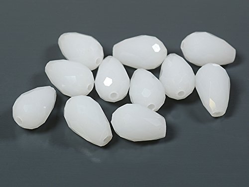 Vintageparts Glasschliffperlen facettiert als Tropfen in weiß 15 mm 10 Stück, DIY-Schmuck Vintageparts Glasschliffperlen facettiert als Tropfen in weiß 15 mm 10 Stück, DIY-Schmuck von Vintageparts FACHHANDEL FÜR SCHMUCKZUBEHÖR