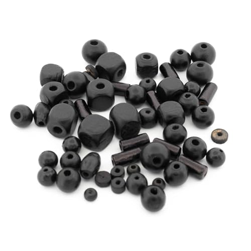 Vintageparts Holzperlen aus Mangoholz - Schwarz, verschiedene Größen & Formen 20g zum Schmuck selber basteln, Perlenschmuck von Vintageparts FACHHANDEL FÜR SCHMUCKZUBEHÖR