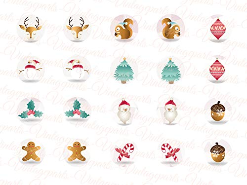 Vintageparts Motivbogen Xmas für Cabochons verschiedener Größen 1 Stück rund 14 mm von Vintageparts FACHHANDEL FÜR SCHMUCKZUBEHÖR