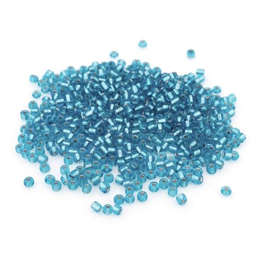 Vintageparts Rocailles Perlen Blau mit Silberfolie - 3 mm - 20 Gramm von Vintageparts FACHHANDEL FÜR SCHMUCKZUBEHÖR