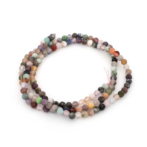 Vintageparts - Schmuckstein-Mix Ø 3 mm - 1 Strang mit ca. 190 Edelsteinperlen in bunten Farben Perlen zum auffädeln für Armband aus Edelsteinen von Vintageparts FACHHANDEL FÜR SCHMUCKZUBEHÖR