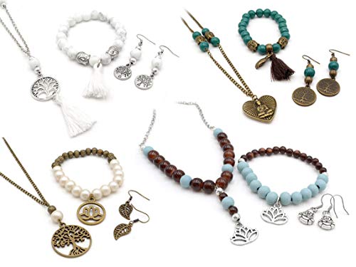 Vintageparts Set DEA Natural Yoga Bastelset zum Schmuck selber machen mit Anhänger Perlen Zwischenperlen und Zubehör für Ketten Armbänder Ohrringe von Vintageparts FACHHANDEL FÜR SCHMUCKZUBEHÖR