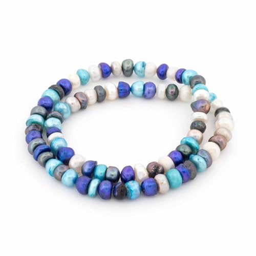 Vintageparts Süßwasserzuchtperlen Mix Meeresschimmer 6 mm Strang mit ca. 79 Perlen Schmuck DIY von Vintageparts FACHHANDEL FÜR SCHMUCKZUBEHÖR