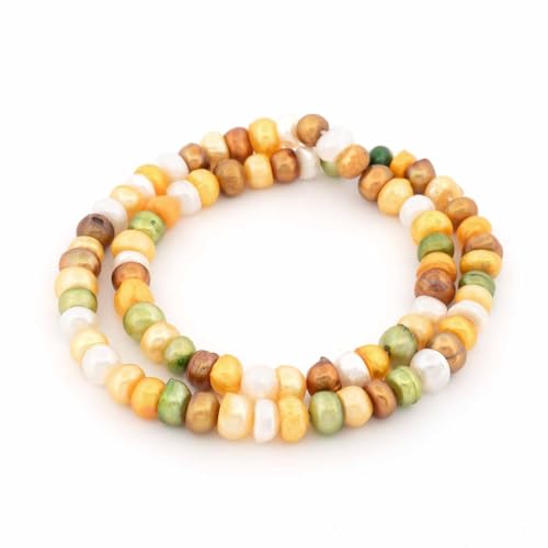 Vintageparts Süßwasserzuchtperlen Mix Sonnenglanz 6 mm Strang mit ca. 79 Perlen Schmuck DIY Vintageparts Süßwasserzuchtperlen Mix Sonnenglanz 6 mm Strang mit ca. 79 Perlen Schmuck DIY von Vintageparts FACHHANDEL FÜR SCHMUCKZUBEHÖR