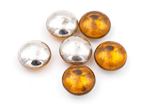 Vintageparts doppelseitige Glascabochons in Bernstein und antik silberfarben 10mm 6 Stück DIY Schmuck von Vintageparts FACHHANDEL FÜR SCHMUCKZUBEHÖR