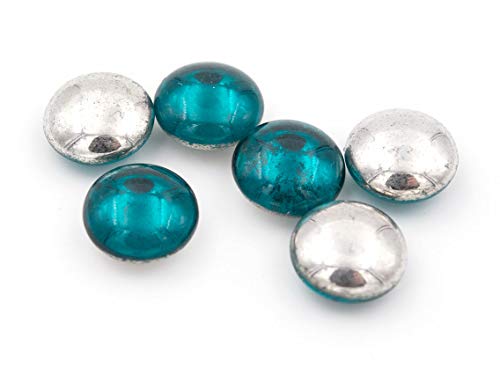Vintageparts doppelseitige Glascabochons in Petrol und antik silberfarben 10mm 6 Stück DIY Schmuck von Vintageparts FACHHANDEL FÜR SCHMUCKZUBEHÖR