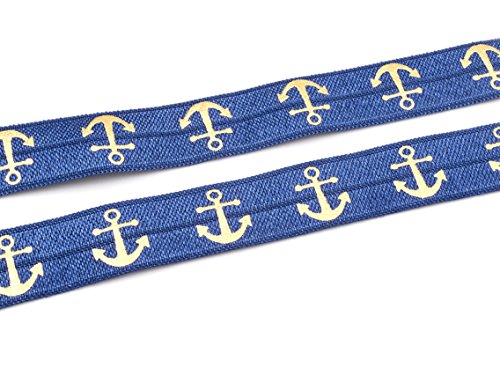 Vintageparts elastisches Faltband in blau mit goldfarbenen Ankern 1m DIY Schmuck Vintageparts elastisches Faltband in blau mit goldfarbenen Ankern 1m DIY Schmuck von Vintageparts FACHHANDEL FÜR SCHMUCKZUBEHÖR