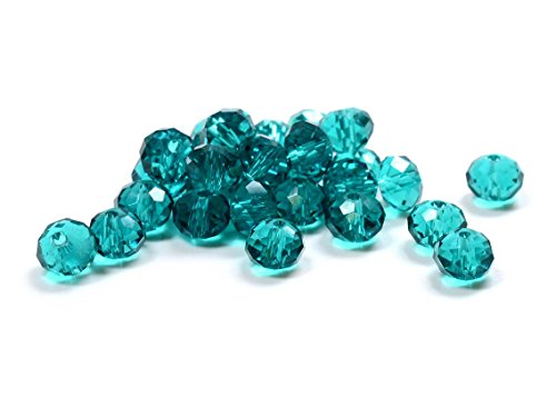 facettierte Glasschliffperlen als Kristallimitat in türkis 6 x 4 mm 10 Stück von Vintageparts DIY-Schmuck von Vintageparts FACHHANDEL FÜR SCHMUCKZUBEHÖR