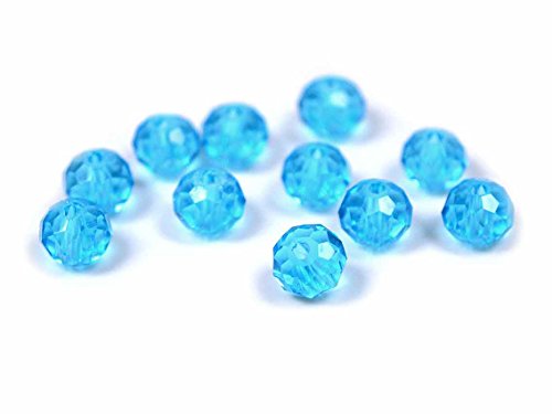 facettierte Glasschliffperlen 6 x 4 mm in Aquamarine 30 Stück von Vintageparts DIY Schmuck Rondell blau Schmuckperlen Glasperlen von Vintageparts FACHHANDEL FÜR SCHMUCKZUBEHÖR