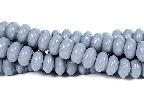 flachrunde Glasperlen in grau 8 mm 40 Stück von Vintageparts DIY Schmuck Schmuckperlen Perlen aus Glas von Vintageparts FACHHANDEL FÜR SCHMUCKZUBEHÖR