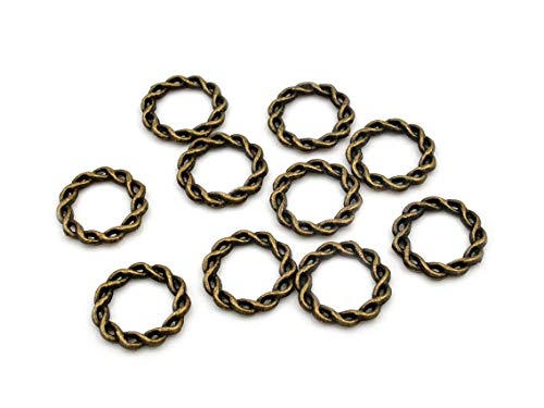 geflochtene Ringe in antik bronzefarben 15 mm 10er Set von Vintageparts FACHHANDEL FÜR SCHMUCKZUBEHÖR