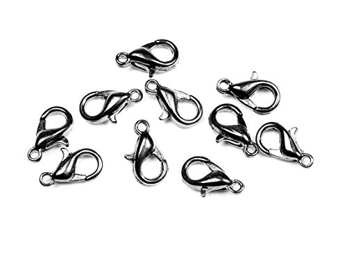 Vintageparts kleine Karabinerverschlüsse 10 mm aus Metall in gunmetalfarben beschichtet 12 Stück Verschlüsse Karabiner von Vintageparts FACHHANDEL FÜR SCHMUCKZUBEHÖR