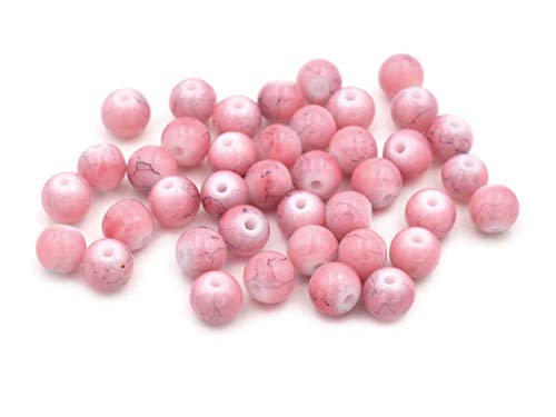 marmorierte Glasperlen in rosa-grau 6 mm 40 Stück von Vintageparts DIY Schmuck Perlen Schmuckperlen für Perlenarmbänder Marmor Marmorlook von Vintageparts FACHHANDEL FÜR SCHMUCKZUBEHÖR