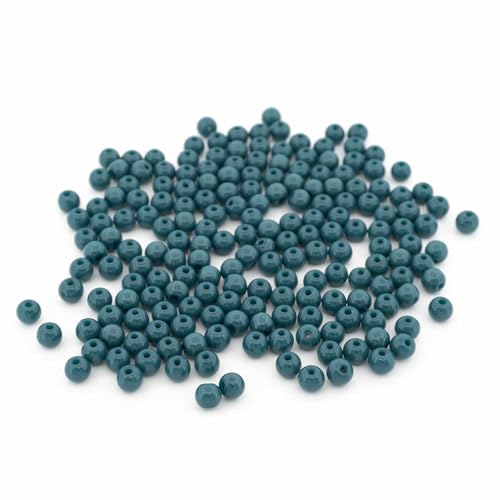 runde Glasperlen 4 mm in Tiefpetrol 200 Stück von Vintageparts FACHHANDEL FÜR SCHMUCKZUBEHÖR