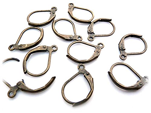 Vintageparts 10 Brisuren in Vintage Bronze, Klappohrring, DIY-Schmuck von Vintageparts FACHHANDEL FÜR SCHMUCKZUBEHÖR