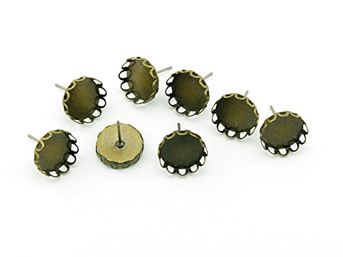 10 Ohrstecker in antik Bronze für 12 mm Cabochon von Vintageparts, DIY-Schmuck von Vintageparts FACHHANDEL FÜR SCHMUCKZUBEHÖR