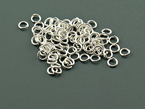 100 Binderinge 4 mm silberfarben von Vintageparts, DIY-Schmuck von Vintageparts FACHHANDEL FÜR SCHMUCKZUBEHÖR