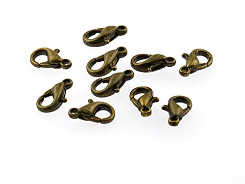 Vintageparts 12 Karabiner in antik Bronze, 10 mm, DIY-Schmuck von Vintageparts FACHHANDEL FÜR SCHMUCKZUBEHÖR