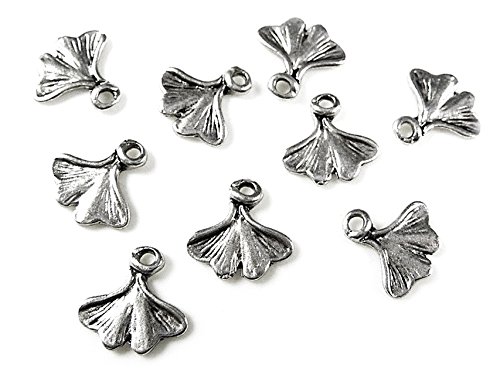 Vintageparts 12 kleine Anhänger Gingkoblatt in antik silberfarben, DIY-Schmuck von Vintageparts FACHHANDEL FÜR SCHMUCKZUBEHÖR