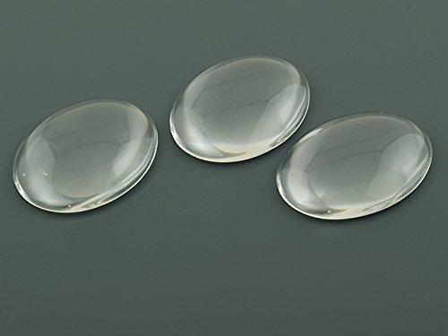 Vintageparts 2 Cabochons Glas klar, 40 x 30 mm, DIY-Schmuck von Vintageparts FACHHANDEL FÜR SCHMUCKZUBEHÖR