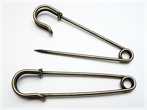 Vintageparts 2 Kiltnadeln 70 mm in Vintage Bronze, DIY-Schmuck von Vintageparts FACHHANDEL FÜR SCHMUCKZUBEHÖR