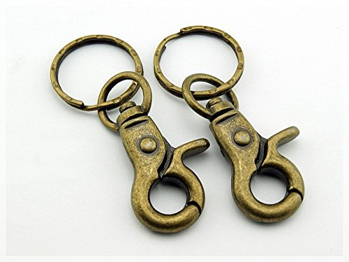 2 Schlüsselringe Karabiner Vintage Bronze von Vintageparts, DIY-Schmuck von Vintageparts FACHHANDEL FÜR SCHMUCKZUBEHÖR