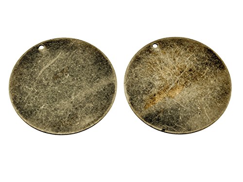 Vintageparts 2 große runde Messingplättchen in antik bronzefarben, DIY-Schmuck von Vintageparts FACHHANDEL FÜR SCHMUCKZUBEHÖR