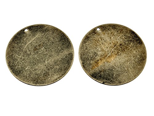 Vintageparts 2 große runde Messingplättchen in antik bronzefarben, DIY-Schmuck von Vintageparts