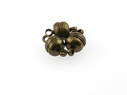 2 kleine Magnetverschlüsse als Kugel in Vintage Bronze von Vintageparts, DIY-Schmuck von Vintageparts FACHHANDEL FÜR SCHMUCKZUBEHÖR