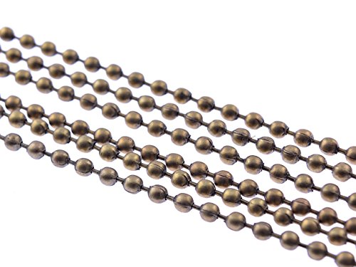 Vintageparts 2 m Kugelkette in antik Bronze, 2,4 mm, DIY-Schmuck von Vintageparts FACHHANDEL FÜR SCHMUCKZUBEHÖR
