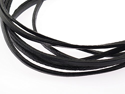 2 m echtes Lederband in schwarz, 3 mm breit von Vintageparts, DIY-Schmuck von Vintageparts FACHHANDEL FÜR SCHMUCKZUBEHÖR