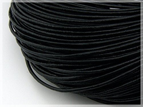 2 m echtes Lederband schwarz 2 mm von Vintageparts, DIY-Schmuck von Vintageparts FACHHANDEL FÜR SCHMUCKZUBEHÖR