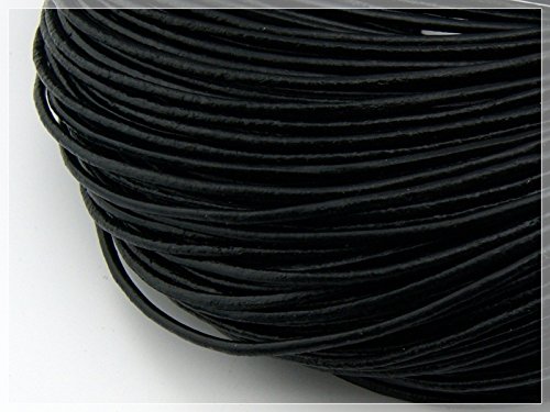 Vintageparts 2 m echtes Lederband schwarz 2 mm, DIY-Schmuck von Vintageparts FACHHANDEL FÜR SCHMUCKZUBEHÖR